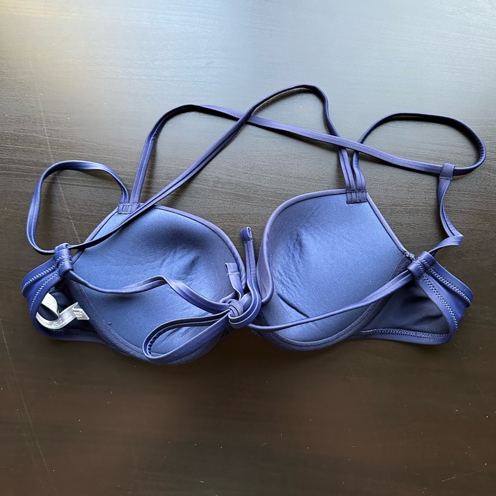 Aerie Navy Strappy ‘Perkier Push-Up’ Bikini Top Size 34B EUC - Picture 3 of 7